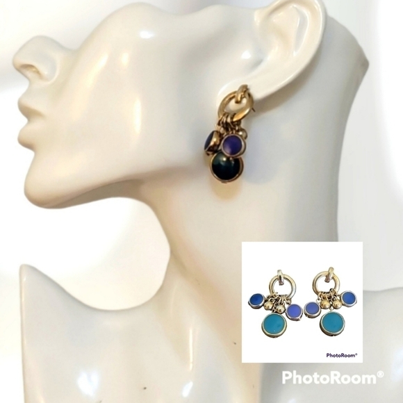VTG Circle Bauble Post Dangle Earrings - Picture 1 of 4